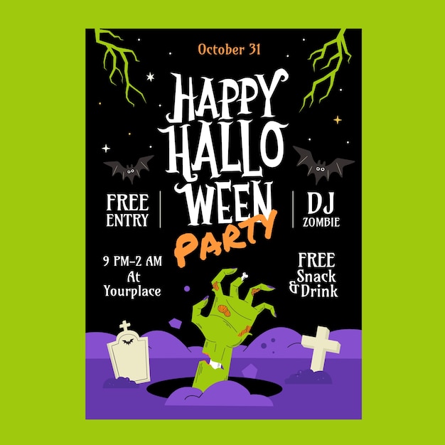 Flat Halloween Vertical Flyer Template | Free Vector Download