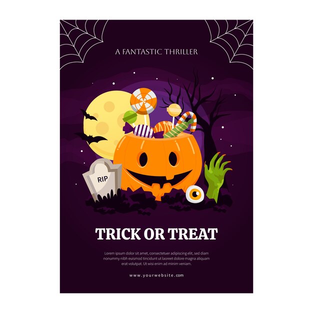 Flat halloween vertical flyer template