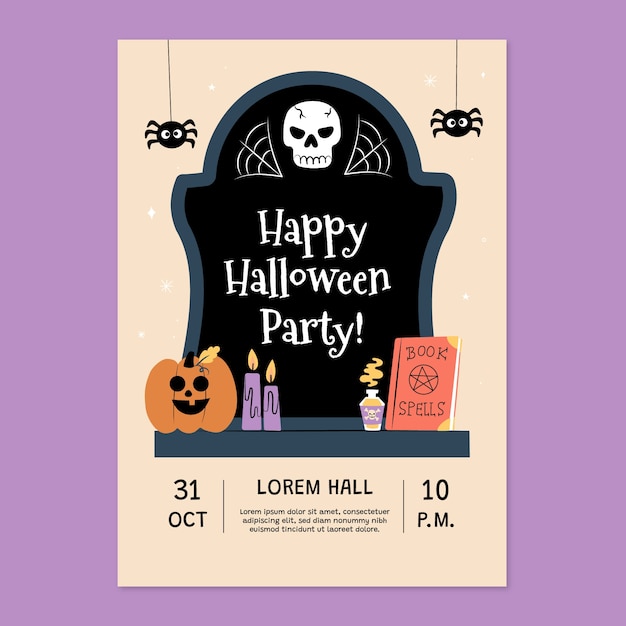 Flat halloween vertical flyer template