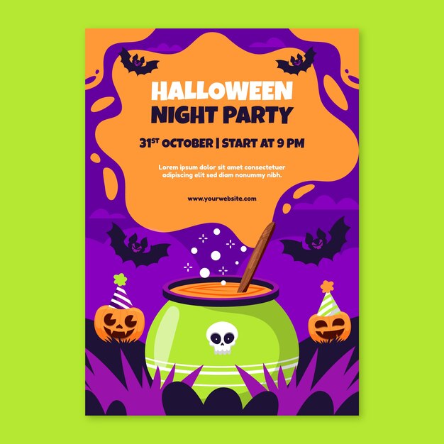 Free vector flat halloween vertical flyer template