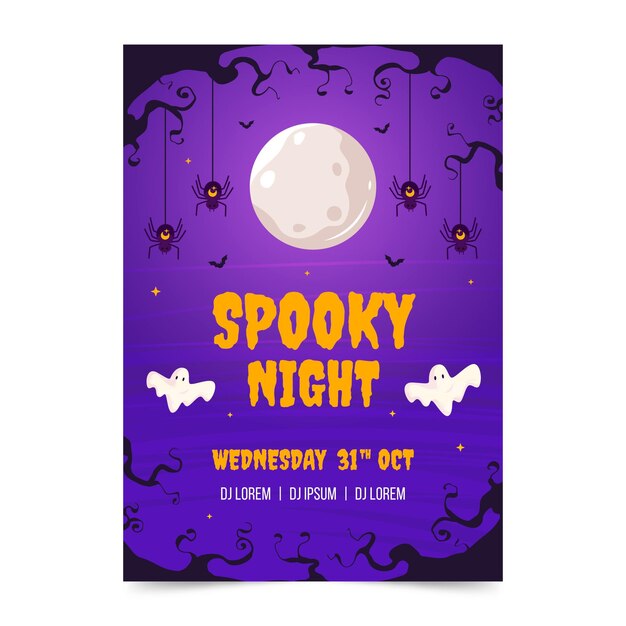 Flat halloween vertical poster template