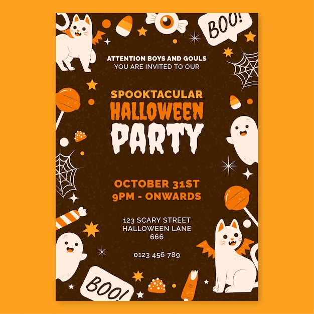 Flat halloween vertical poster template