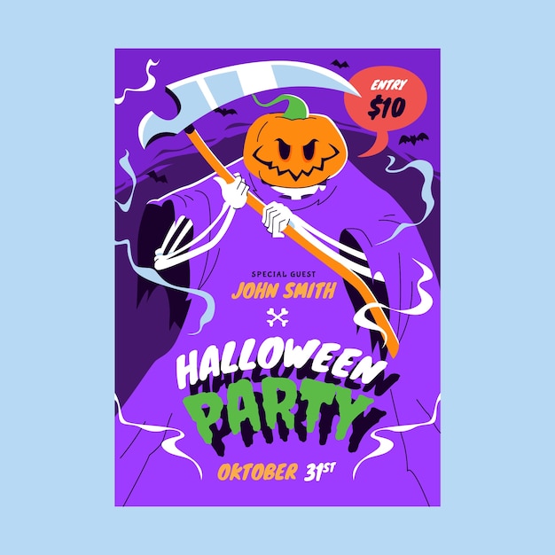 Free vector flat halloween vertical poster template