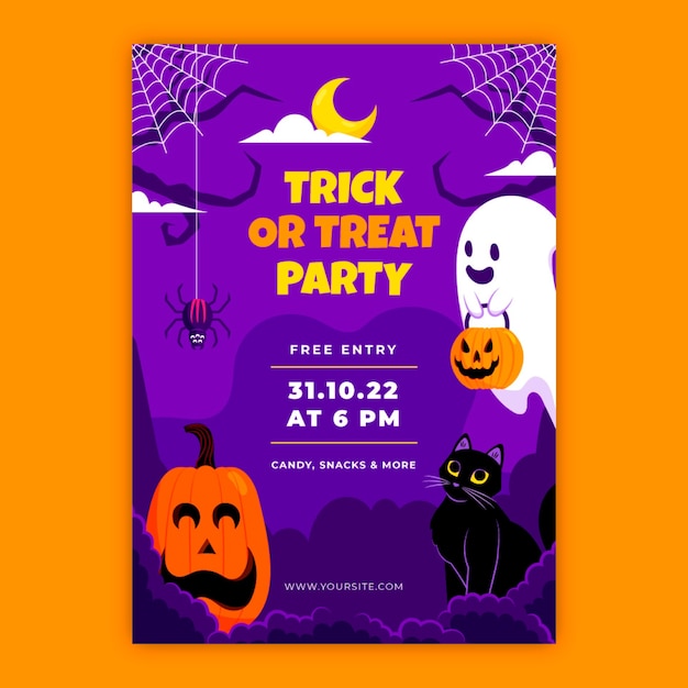 Flat halloween vertical poster template