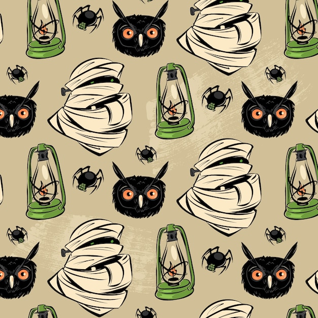 Flat halloween vintage pattern design