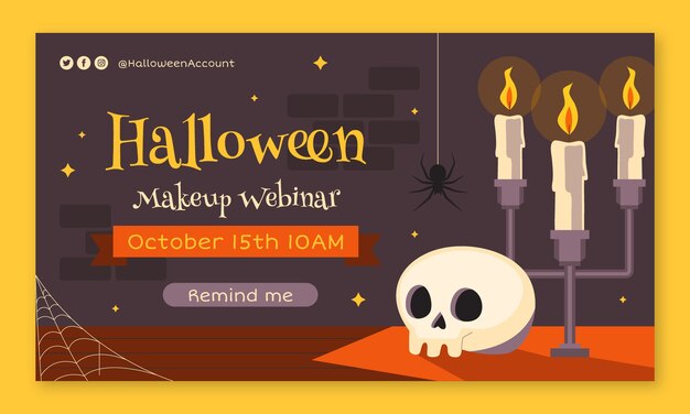 Flat halloween webinar template