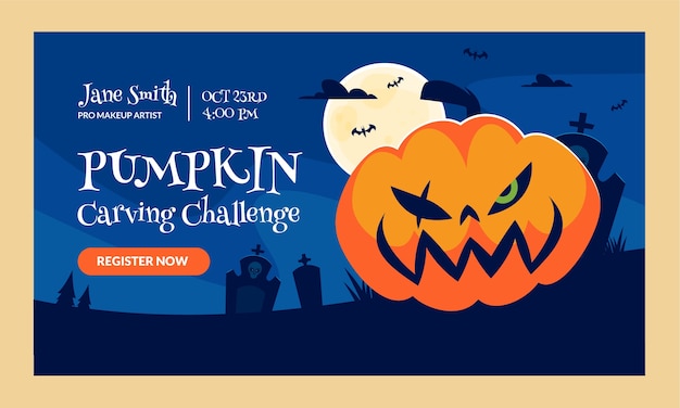 Flat halloween webinar template