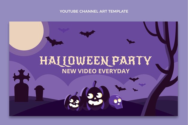 Flat halloween youtube channel art