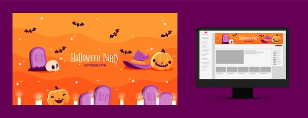 Flat halloween youtube channel art