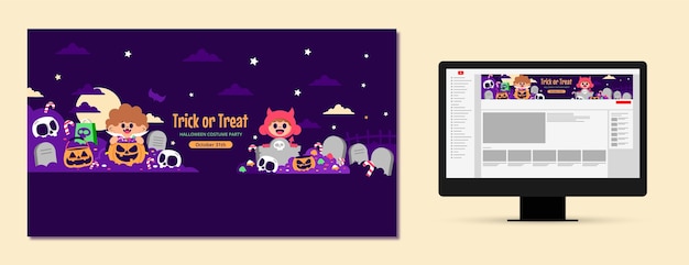 Flat halloween youtube channel art