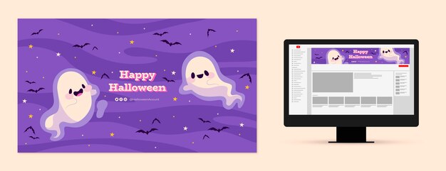 flat halloween youtube channel art
