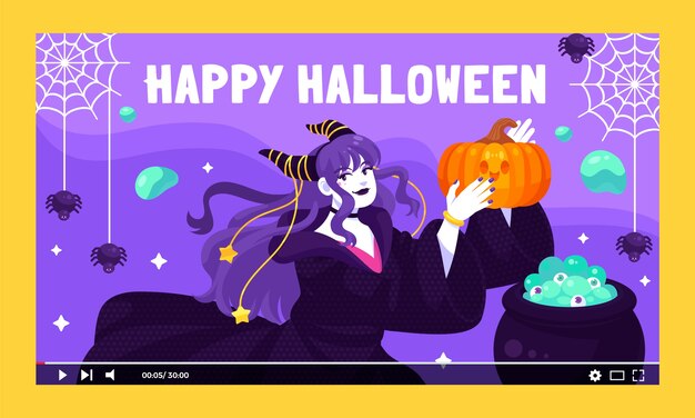 Flat halloween youtube thumbnail