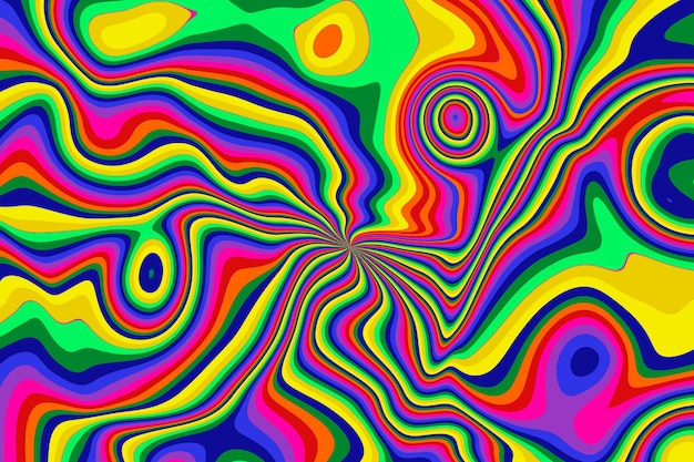 Flat-hand drawn acid colored groovy background