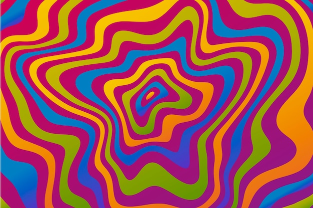 Flat-hand drawn acid colored groovy background