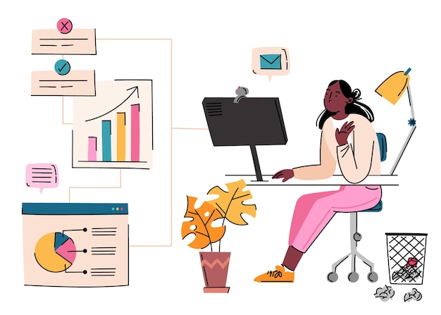 Flat hand drawn business analysis illustration