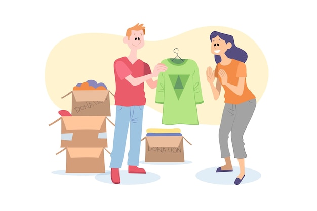 Free vector flat-hand drawn clothing donation concept