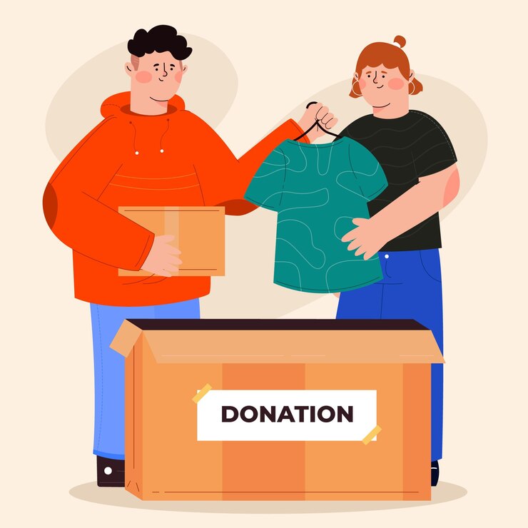 Free Vector flat-hand drawn clothing donation concept