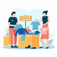 Free vector flat-hand drawn clothing donation illustration with people