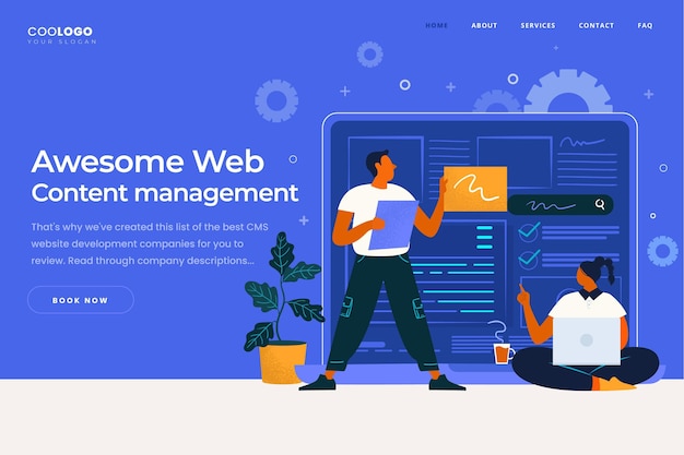 Free vector flat hand drawn cms landing page template