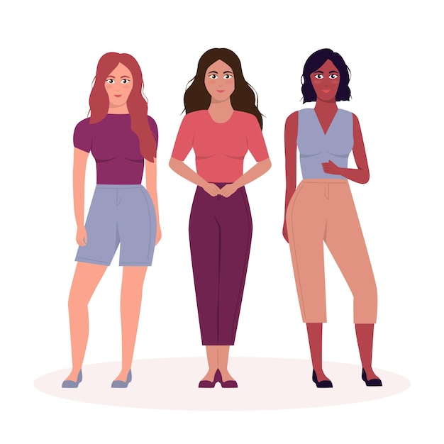 Flat-hand drawn confident female entrepreneurs illustration