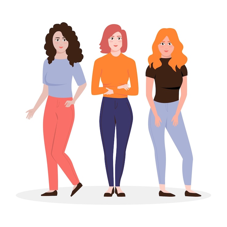 Free Vector flat-hand drawn confident female entrepreneurs illustration