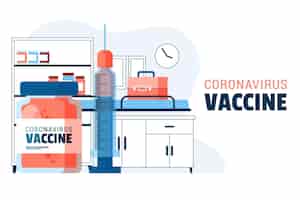 Бесплатное векторное изображение Плоский рисованной фон вакцины против коронавируса