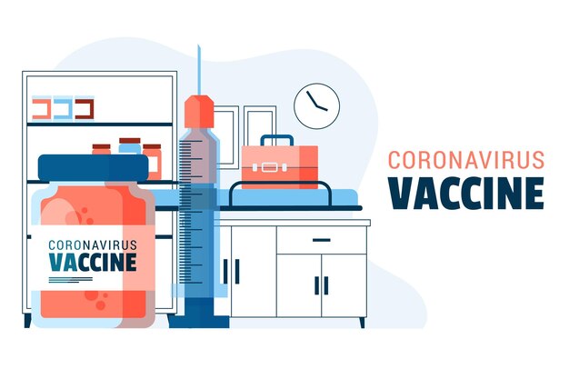 Flat hand drawn coronavirus vaccine background