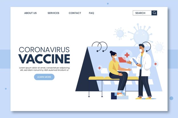 Flat-hand drawn coronavirus vaccine landing page