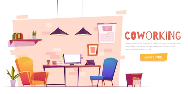 Free vector flat-hand drawn coworking landing page