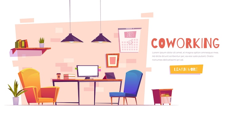 Free Vector flat-hand drawn coworking landing page