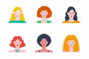 Free vector flat-hand drawn curly hair types collection