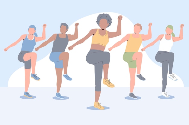 Free vector flat-hand drawn dance fitness class illustration