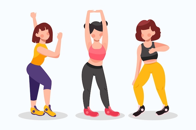 Free vector flat-hand drawn dance fitness class illustration