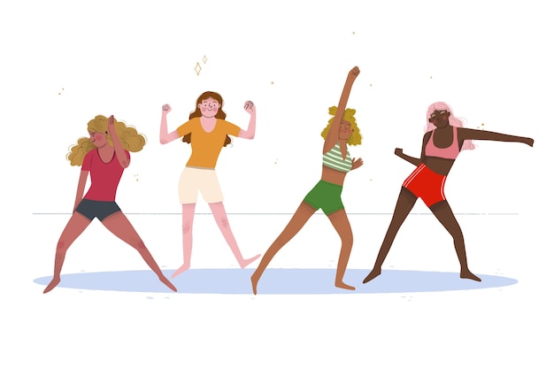 Free vector flat-hand drawn dance fitness class