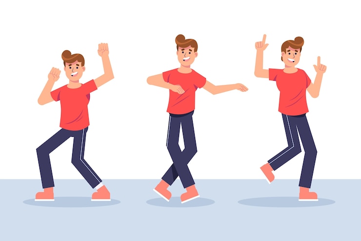 Free Vector flat-hand drawn dance fitness steps collection with people