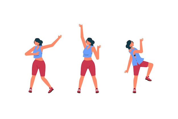 Flat-hand drawn dance fitness steps collection