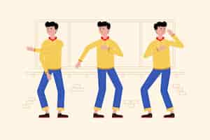 Free vector flat-hand drawn dance fitness steps collection