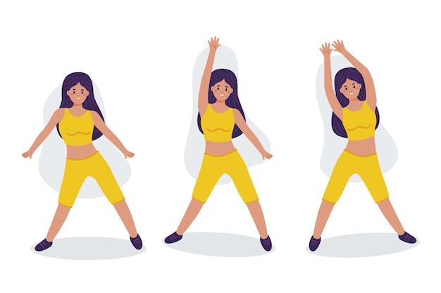 Free vector flat-hand drawn dance fitness steps illustration