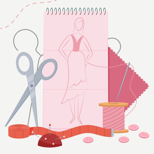 Flat-hand drawn fashion designer illustration