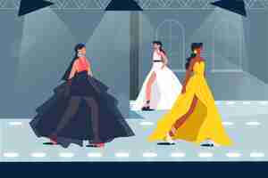 Free vector flat-hand drawn fashion show runway illustration