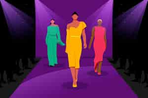 Free vector flat-hand drawn fashion show runway