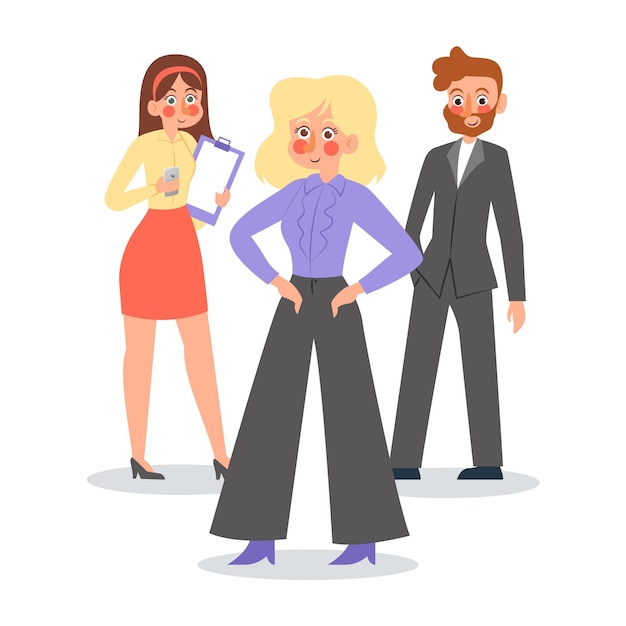 Free vector flat-hand drawn female team leader illustration