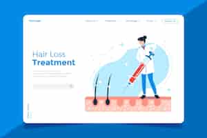 Free vector flat-hand drawn hair loss treatment landing page template