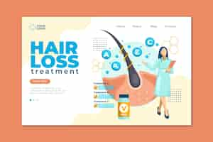 Free vector flat-hand drawn hair loss treatment landing page template