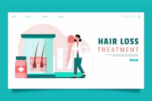 Free vector flat-hand drawn hair loss treatment landing page