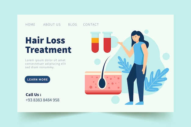 Free vector flat-hand drawn hair loss treatment landing page