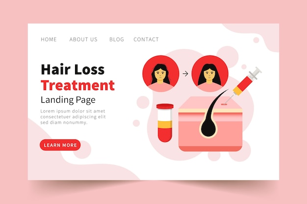 Free vector flat-hand drawn hair loss treatment landing page