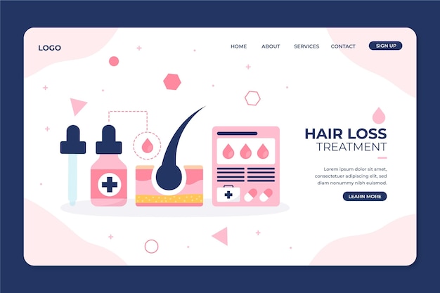 Flat-hand drawn hair loss treatment landing page