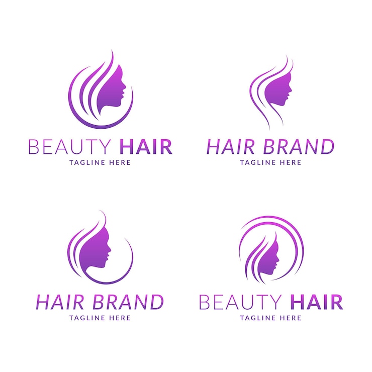 Free Vector flat-hand drawn hair salon logo collection