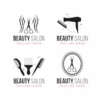 Free vector flat-hand drawn hair salon logo collection